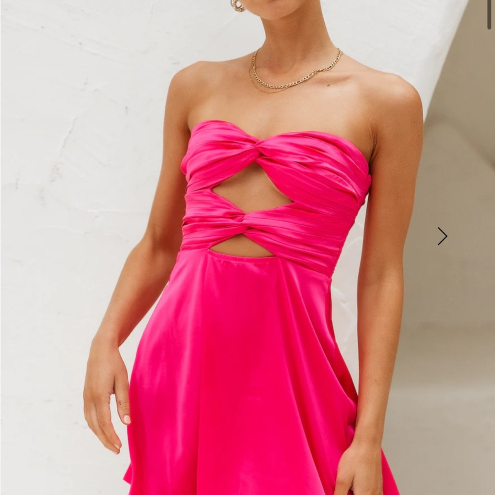 Hello Molly Vibrant Pink Strapless Dress